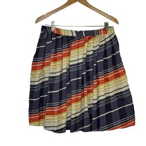 London Jean Women's Striped Colorful Flared 100% Cotton Skirt Size 12